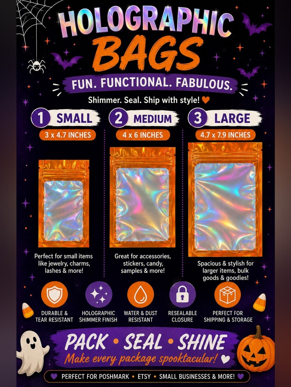 Holographic Shimmer Accessory Bag - Iridescent Orange